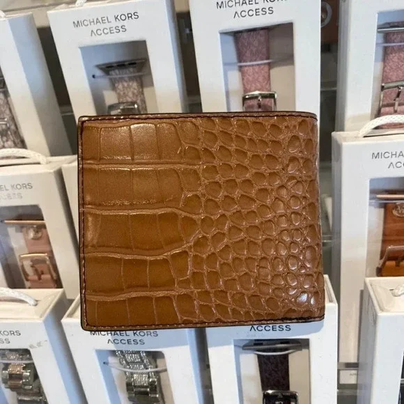 Michael Kors Billfold Bifold Wallet Men's Croc Embossed Leather 36F1LC0F1E